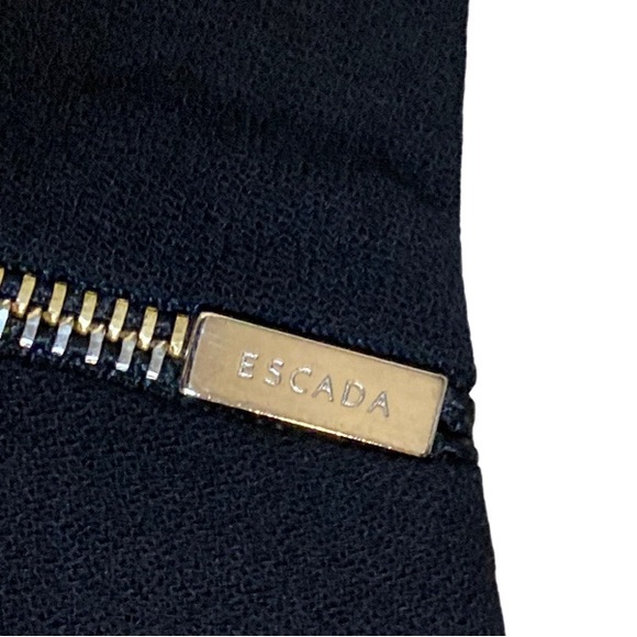 Vintage Escada Blk Wool Crepe Ruched Zipper Front Pencil Skirt - Sz 4 - Picture 3 of 7